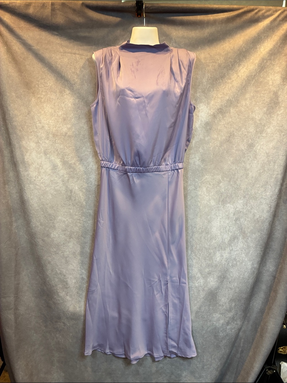 Lilac Satin Sleeveless Midi Dress